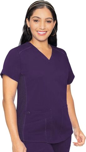 Med Couture Scrub Set for Women, 11 Pockets with V-Neck Scrub Top MC7459 and Comfortable Scrub Pants, MC7739, Eggplant - M Top/M Pant in Saudi Arabia