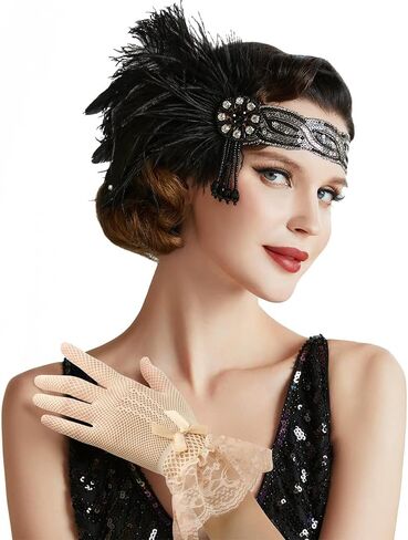 Lace Gloves, Elegant Floral Lace Gloves Women for Tea Party Wedding Evening Dinner Party Halloween Cosplay Gloves in Kuwait
