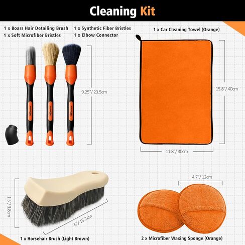 فرشاة تنظيف السيارة من يوايفي، فرشاة تلميع اطارات السيارات عالية الكثافة، مقبض طويل وفرشاة تنظيف داخلية محمولة للسيارة، لون اسود in Kuwait