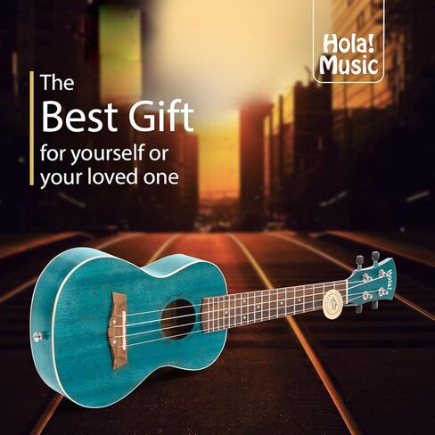 حزمة القيثارة للحفلات الموسيقية، سلسلة فاخرة من Hola! موسيقى (موديل HM-124BK+)، تتضمن الحزمة: قيثارة من خشب الماهوجني مقاس 24 بوصة مع أوتار Aquila Nylgut مثبتة، وحقيبة حمل مبطنة، وحزام ولقطات - أسود in Kuwait
