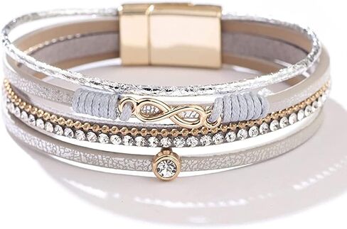 choice of all Leather Wrap Bracelet for Women Men Multilayer Heart Bracelets Rhinestone Cuff Leather Bracelets for Women in Saudi Arabia