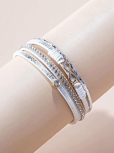 choice of all Leather Wrap Bracelet for Women Men Multilayer Heart Bracelets Rhinestone Cuff Leather Bracelets for Women in Saudi Arabia