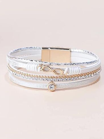 choice of all Leather Wrap Bracelet for Women Men Multilayer Heart Bracelets Rhinestone Cuff Leather Bracelets for Women in Saudi Arabia