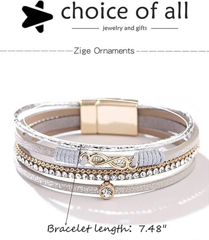 choice of all Leather Wrap Bracelet for Women Men Multilayer Heart Bracelets Rhinestone Cuff Leather Bracelets for Women in Saudi Arabia