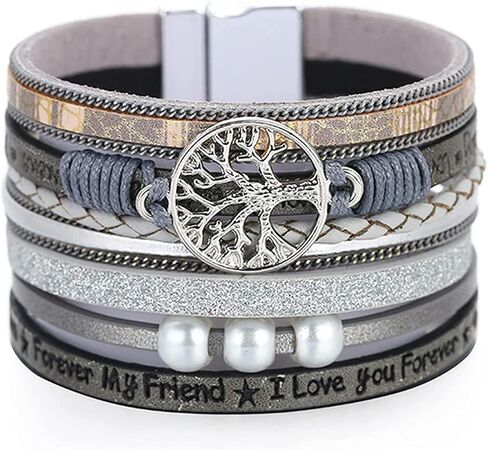 choice of all Leather Wrap Bracelet for Women Men Multilayer Heart Bracelets Rhinestone Cuff Leather Bracelets for Women in Saudi Arabia