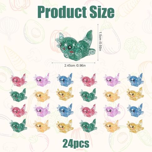 24pcs Mini Resin Axolotl Figurines, Glitter Miniature Axolotl Charms Toys Tiny Animal Cheap Figures for DIY Craft Garden Landscape Dollhouse Aquarium Ornament Home Decorations (6 Colors) in Saudi Arabia