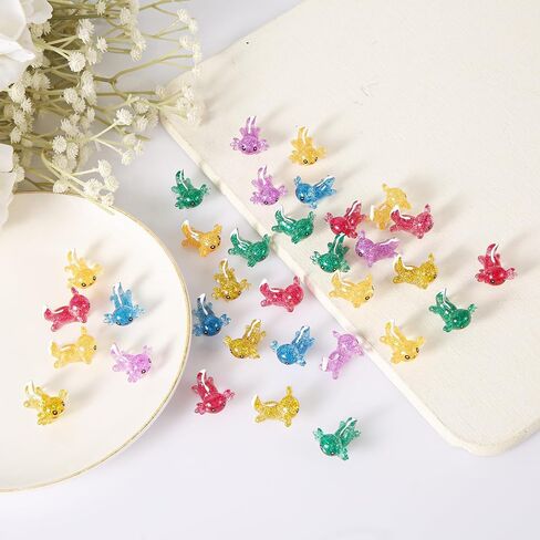 24pcs Mini Resin Axolotl Figurines, Glitter Miniature Axolotl Charms Toys Tiny Animal Cheap Figures for DIY Craft Garden Landscape Dollhouse Aquarium Ornament Home Decorations (6 Colors) in Saudi Arabia