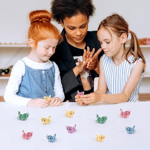 24pcs Mini Resin Axolotl Figurines, Glitter Miniature Axolotl Charms Toys Tiny Animal Cheap Figures for DIY Craft Garden Landscape Dollhouse Aquarium Ornament Home Decorations (6 Colors) in Saudi Arabia