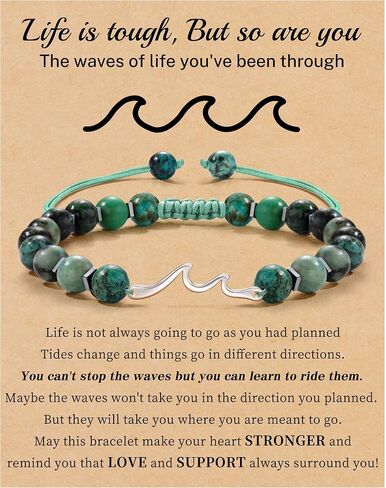 Inspirational Gifts for Women Wave Bracelet Encouragement Gifts Natural Stone Beaded Bracelets Life Is Tough Cheer Up Spiritual Thoughtful Get Weel Gifts Birthday Anniversary Jewelry in Kuwait