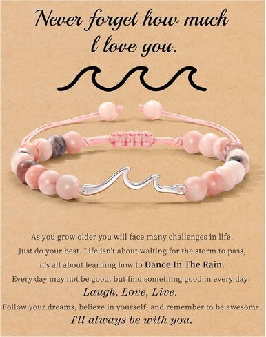 Inspirational Gifts for Women Wave Bracelet Encouragement Gifts Natural Stone Beaded Bracelets Life Is Tough Cheer Up Spiritual Thoughtful Get Weel Gifts Birthday Anniversary Jewelry in Kuwait