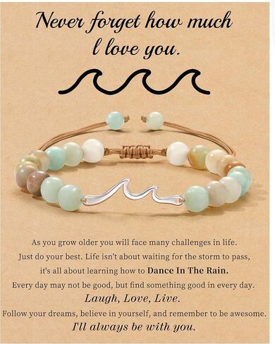 Inspirational Gifts for Women Wave Bracelet Encouragement Gifts Natural Stone Beaded Bracelets Life Is Tough Cheer Up Spiritual Thoughtful Get Weel Gifts Birthday Anniversary Jewelry in Kuwait