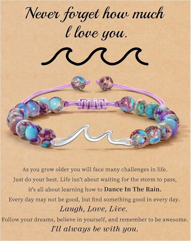 Inspirational Gifts for Women Wave Bracelet Encouragement Gifts Natural Stone Beaded Bracelets Life Is Tough Cheer Up Spiritual Thoughtful Get Weel Gifts Birthday Anniversary Jewelry in Kuwait
