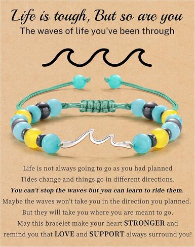 Inspirational Gifts for Women Wave Bracelet Encouragement Gifts Natural Stone Beaded Bracelets Life Is Tough Cheer Up Spiritual Thoughtful Get Weel Gifts Birthday Anniversary Jewelry in Kuwait