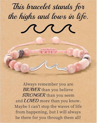 Inspirational Gifts for Women Wave Bracelet Encouragement Gifts Natural Stone Beaded Bracelets Life Is Tough Cheer Up Spiritual Thoughtful Get Weel Gifts Birthday Anniversary Jewelry in Kuwait