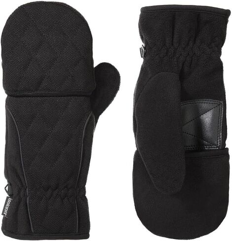 قفازات Isotoner الرياضية الذكية Dri Woven Sport Flip Top للنساء - 30542 (أسود، S/M) in Kuwait