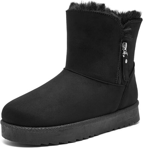 Snow Boots for Women Suede Faux Fur Lining Classic Anti-Slip Warm Winter Booties Slip On Memory Foam Comfort Indoor & Outdoor Ankle Boots in Kuwait