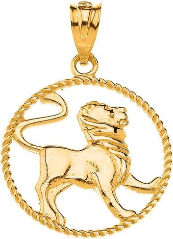Certified 10k Yellow Gold Round Zodiac Sign Horoscope Constellation Rope-Style Charm Pendant in Saudi Arabia