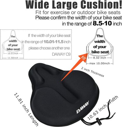 DAWAY S7 Gel Padded Bike Seat Cover - Comfortable Shock-Absorbing Honeycomb Bicycle Saddle Cushion for Men Women, Non-Slip, Easy to Clean, Fits for Peloton, Mountain, Road, Exercise Bike, Pink, 11"x7" in Saudi Arabia
