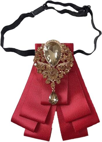 Retro British Rhinestone Pre-tied Adjustable Bow Tie Brooch for Men Necktie Bownot Sparkling Satin Ribbon Bow Tie in Kuwait