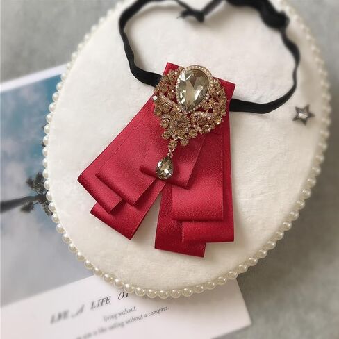 Retro British Rhinestone Pre-tied Adjustable Bow Tie Brooch for Men Necktie Bownot Sparkling Satin Ribbon Bow Tie in Kuwait