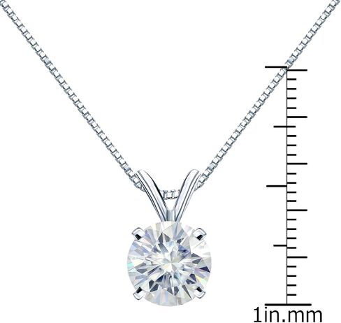 14K Gold Round 4-Prong Solitaire Moissanite Pendant Necklace (1/2 to 3 1/2ct TGW, White) 16 to 18-inch by Diamond Wish in Saudi Arabia