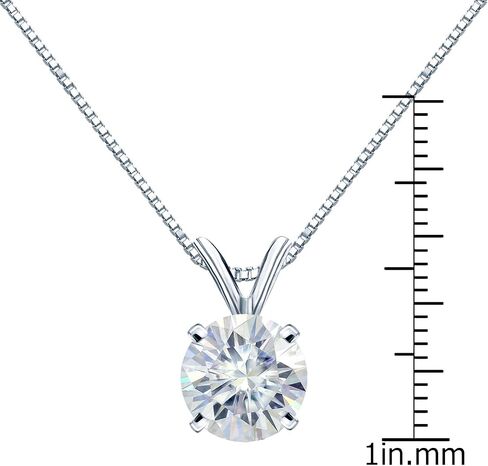 14K Gold Round 4-Prong Solitaire Moissanite Pendant Necklace (1/2 to 3 1/2ct TGW, White) 16 to 18-inch by Diamond Wish in Saudi Arabia