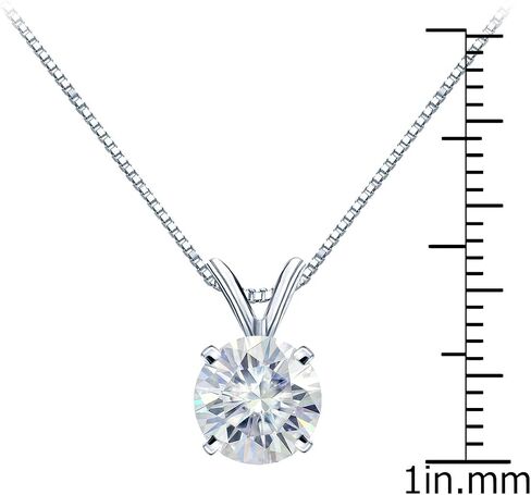 14K Gold Round 4-Prong Solitaire Moissanite Pendant Necklace (1/2 to 3 1/2ct TGW, White) 16 to 18-inch by Diamond Wish in Saudi Arabia