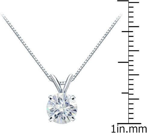 14K Gold Round 4-Prong Solitaire Moissanite Pendant Necklace (1/2 to 3 1/2ct TGW, White) 16 to 18-inch by Diamond Wish in Saudi Arabia
