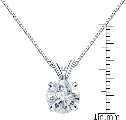 14K Gold Round 4-Prong Solitaire Moissanite Pendant Necklace (1/2 to 3 1/2ct TGW, White) 16 to 18-inch by Diamond Wish in Saudi Arabia
