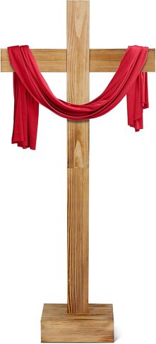Lineshading 21 Inch Christmas Large Wood Cross Unfinished Standing Cross Decor He Is Risen Outdoor Decorative Jesus Christ Catholic Crafted Wall Cross for Home Wedding Communion Church Decor in Saudi Arabia