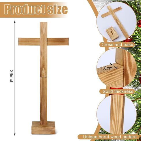 Lineshading 21 Inch Christmas Large Wood Cross Unfinished Standing Cross Decor He Is Risen Outdoor Decorative Jesus Christ Catholic Crafted Wall Cross for Home Wedding Communion Church Decor in Saudi Arabia