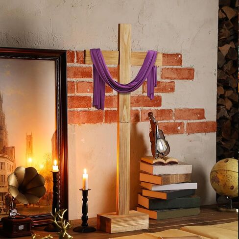 Lineshading 21 Inch Christmas Large Wood Cross Unfinished Standing Cross Decor He Is Risen Outdoor Decorative Jesus Christ Catholic Crafted Wall Cross for Home Wedding Communion Church Decor in Saudi Arabia