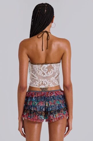 Women Y2k Lace Trim Ruffle Shorts Lolita Layered Frill Bloomers Fairy Tiered Pumpkin Pants Pajama Bottoms in Saudi Arabia