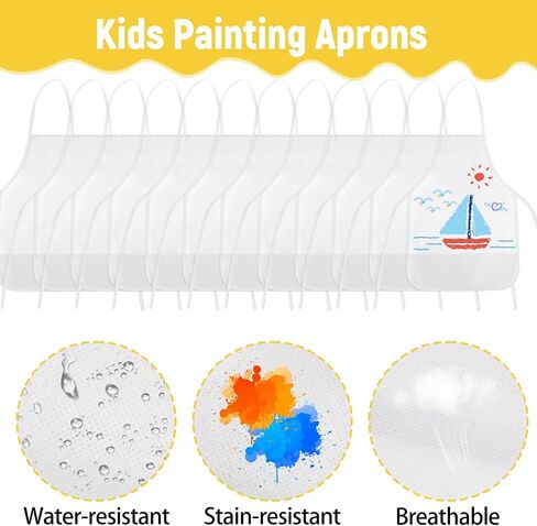 36PCS DIY Kids Chef Hat and Apron Set Kids Painting Aprons with Colored Pen and Crafts Template for Baking Painting Craft in Saudi Arabia