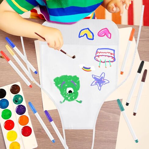36PCS DIY Kids Chef Hat and Apron Set Kids Painting Aprons with Colored Pen and Crafts Template for Baking Painting Craft in Saudi Arabia