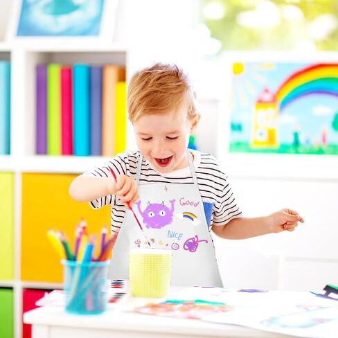 36PCS DIY Kids Chef Hat and Apron Set Kids Painting Aprons with Colored Pen and Crafts Template for Baking Painting Craft in Saudi Arabia