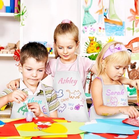 36PCS DIY Kids Chef Hat and Apron Set Kids Painting Aprons with Colored Pen and Crafts Template for Baking Painting Craft in Saudi Arabia