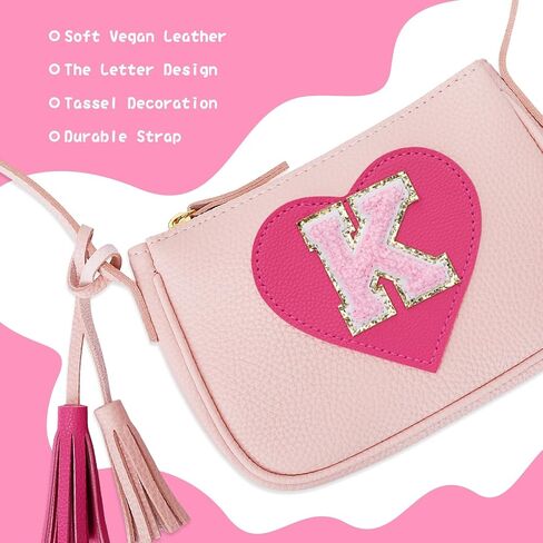 KKXIU Personalized Initial Crossbody Bag with Adjustable Strap,Birthday Gift for Teenager Girl and Big Kids in Saudi Arabia