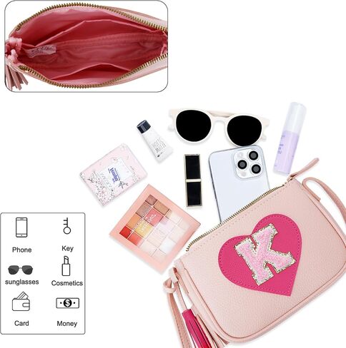 KKXIU Personalized Initial Crossbody Bag with Adjustable Strap,Birthday Gift for Teenager Girl and Big Kids in Saudi Arabia