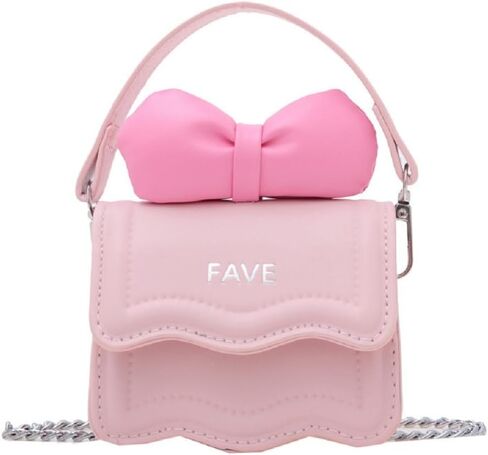 Kids Girls Mini Cute Bow Purse Handbag PU Leather Crossbody Shoulder Chain Bag Small Tote Handbag Wallet Pouch in Saudi Arabia
