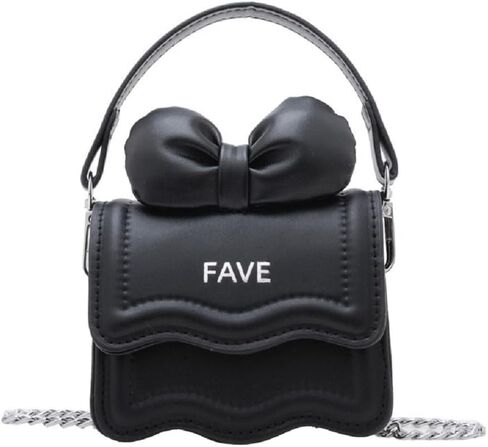 Kids Girls Mini Cute Bow Purse Handbag PU Leather Crossbody Shoulder Chain Bag Small Tote Handbag Wallet Pouch in Saudi Arabia