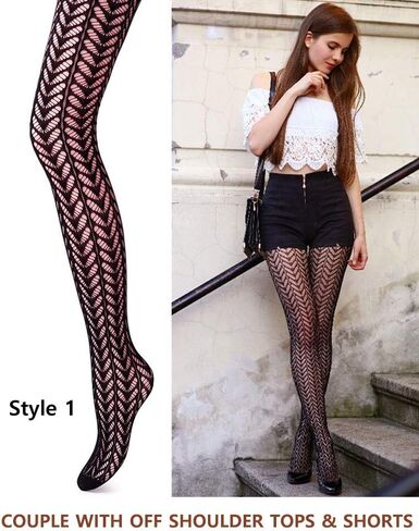 VERO MONTE 4 Styles Women Fishnet Pantyhose 4 Pairs Black Tights Snake Fishnets in Saudi Arabia