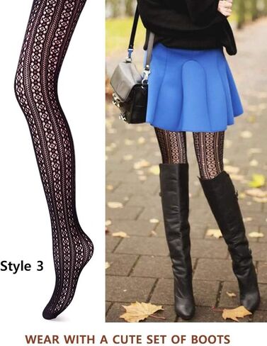 VERO MONTE 4 Styles Women Fishnet Pantyhose 4 Pairs Black Tights Snake Fishnets in Saudi Arabia