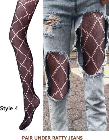 VERO MONTE 4 Styles Women Fishnet Pantyhose 4 Pairs Black Tights Snake Fishnets in Saudi Arabia