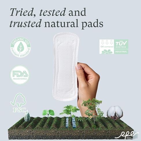 بطانات داخلية طويلة عضوية 100% للنساء، طويلة، غطاء قطني رفيع للغاية، بطانات داخلية طويلة، امتصاص خفيف، بطانات داخلية غير معطرة، مغلفة بشكل فردي (بطانة طويلة، مقاس 2، 192 قيراط) in Kuwait