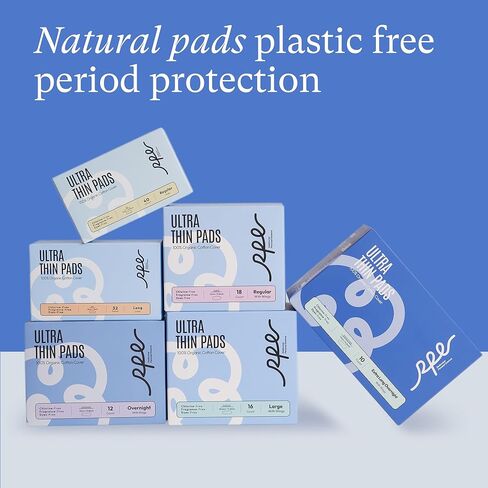 بطانات داخلية طويلة عضوية 100% للنساء، طويلة، غطاء قطني رفيع للغاية، بطانات داخلية طويلة، امتصاص خفيف، بطانات داخلية غير معطرة، مغلفة بشكل فردي (بطانة طويلة، مقاس 2، 192 قيراط) in Kuwait