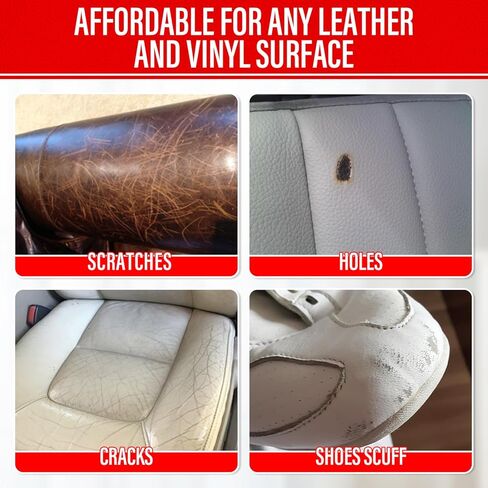 حشو جلدي، إصلاح جلدي قابل للطلاء للخدوش والشقوق والتمزقات والثقوب مع دليل سهل خطوة بخطوة، جل إصلاح الخدوش الجلدية للأحذية الرياضية والأثاث ومقاعد السيارات (أبيض) in Kuwait