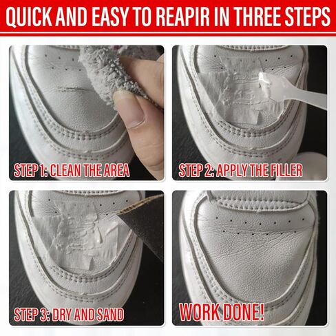 حشو جلدي، إصلاح جلدي قابل للطلاء للخدوش والشقوق والتمزقات والثقوب مع دليل سهل خطوة بخطوة، جل إصلاح الخدوش الجلدية للأحذية الرياضية والأثاث ومقاعد السيارات (أبيض) in Kuwait