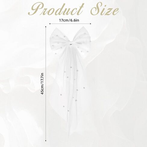 Bridal Veil Wedding Bow-Knot Veil White Pearl Hair Clip Tulle Bridal Short Veils Elegant Tulle Layer Hair Clip Bachelorette Party Hair Accessories for Women Girls in Saudi Arabia