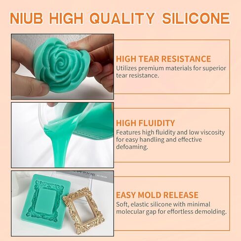 NIUB 20A Silicone Mold Making Kit for Crafts and Resin Casting - 38oz Professional Grade Two-Part Silicone Rubber Mold Making Kit - Perfect for Beginners and Advanced Crafters(Jade Green) in Saudi Arabia